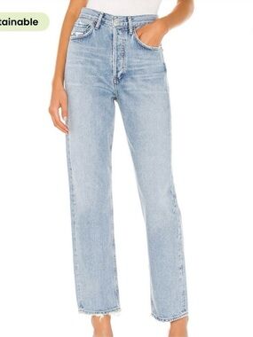 Agolde Light Blue High-Rise Straight Leg Jeans